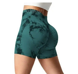 Seamless Tie-dye Yoga High Waist Tight High Elastic Shorts