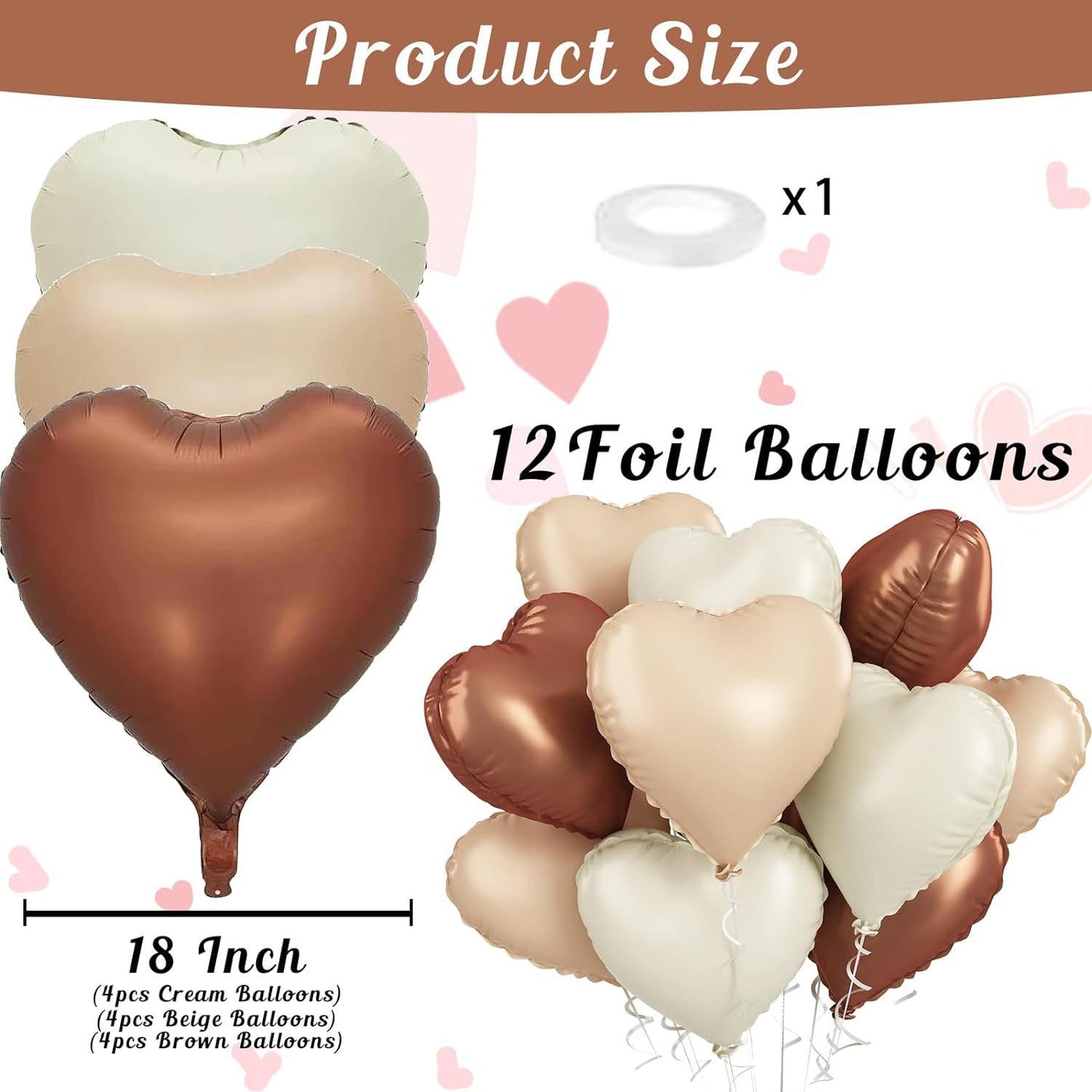 Cream Heart-shaped Balloon Valentine's Day