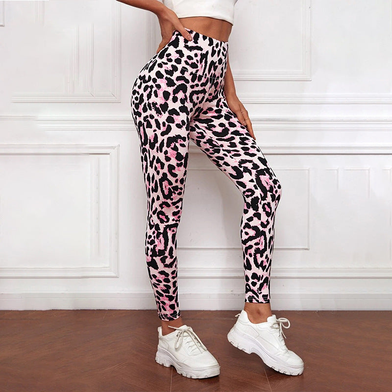 Yogahose mit Leopardenmuster und Print, Fitness-Sportstrumpfhose, Oberbekleidung