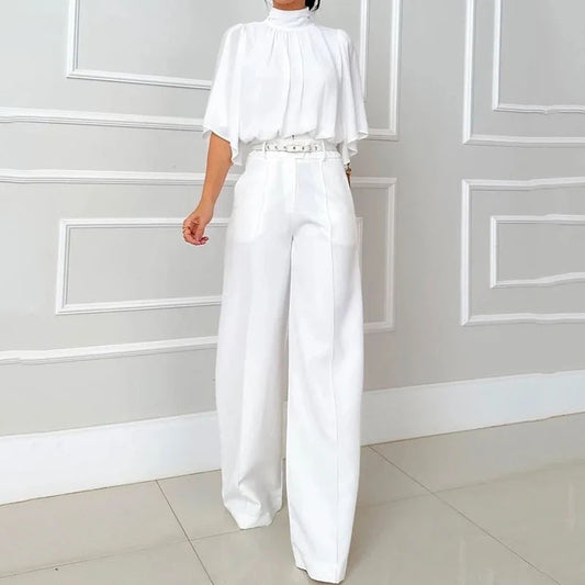 Summer New Half Collar Top Two-piece Set