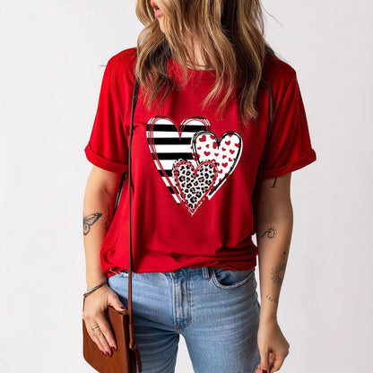 Heart Printing Pullover Pure Cotton Short Sleeve T-shirt