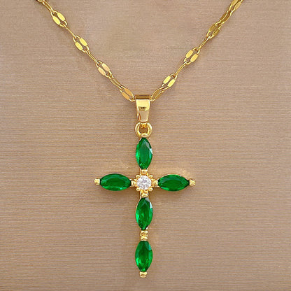 Temperament And Fully-jewelled Cross Necklace