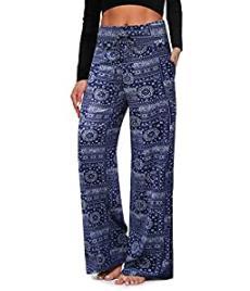 Women's Pajama Printed Wide-leg Pants High Waist