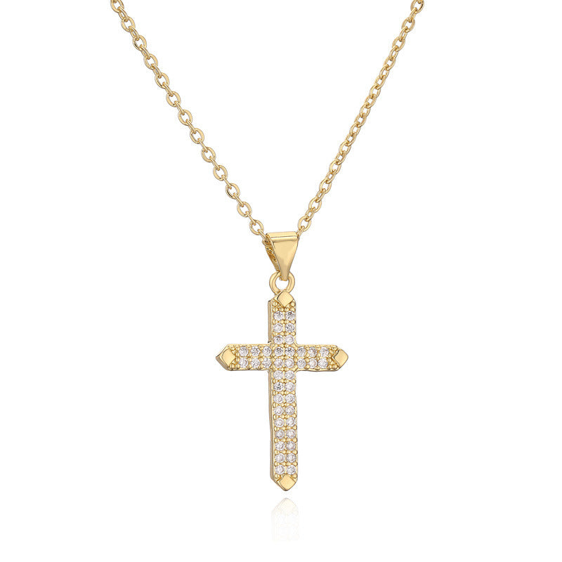 Micro-inlaid Turquoise Cross Necklace Clavicle Chain