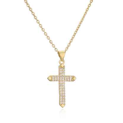 Micro-inlaid Turquoise Cross Necklace Clavicle Chain