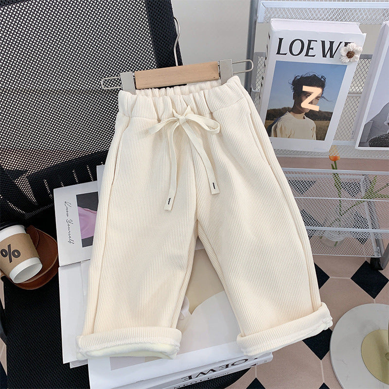 Straight-leg Pants Children Thick Warm Wide-leg Pants