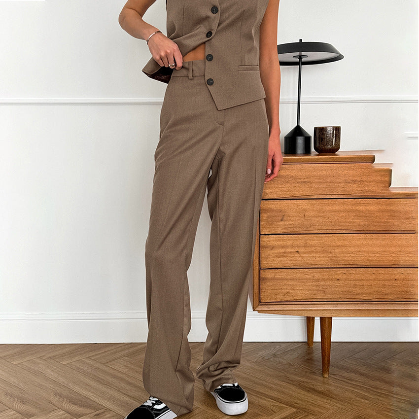 French Slim V-neck Simple Graceful Casual Suit