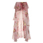 European And American Style Floral Print Double-layer Irregular Mop Ruffled Skirt