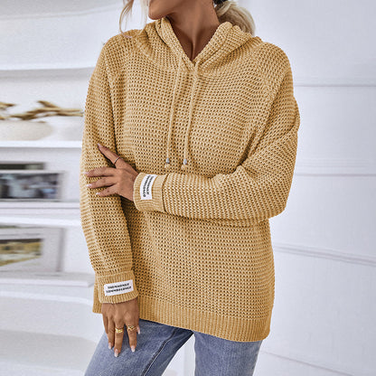 Einfarbiger Strickpullover für Damen