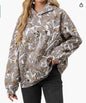 Camouflage Wool Hoodie Women's Long Sleeve Drop Shoulder Oversized