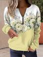 Women's Printed V-neck Long Sleeve Pullover Loose Sweater