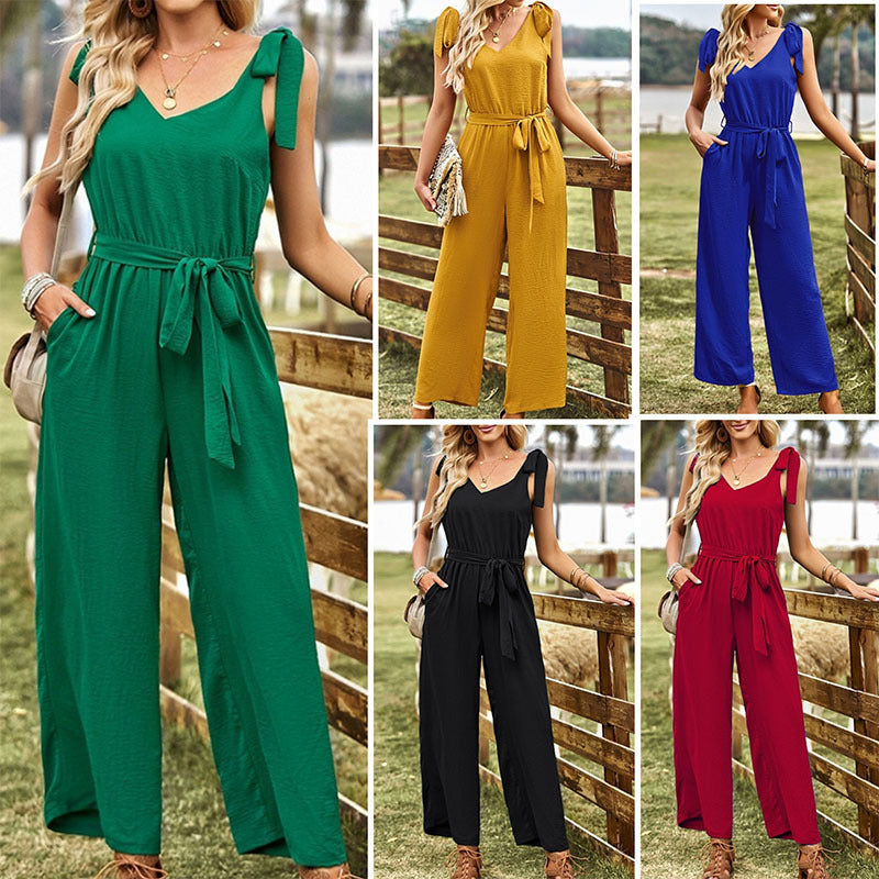 Ladies New Elegant Solid Color Jumpsuit