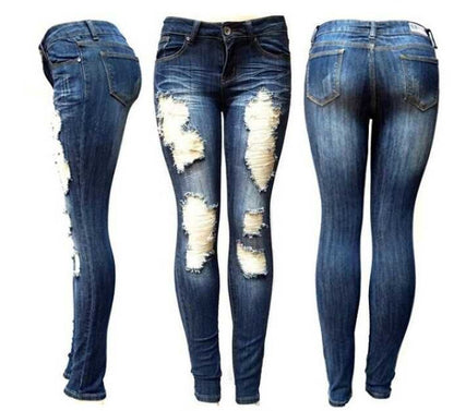 Zerrissene Schlankheitsjeans für Frauen im europäischen und amerikanischen Stil