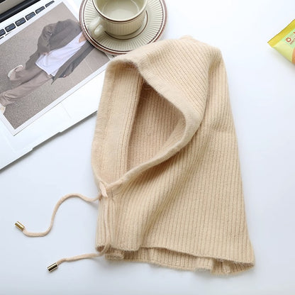 Thermal Scarf Integrated Drawstring Sleeve Cap