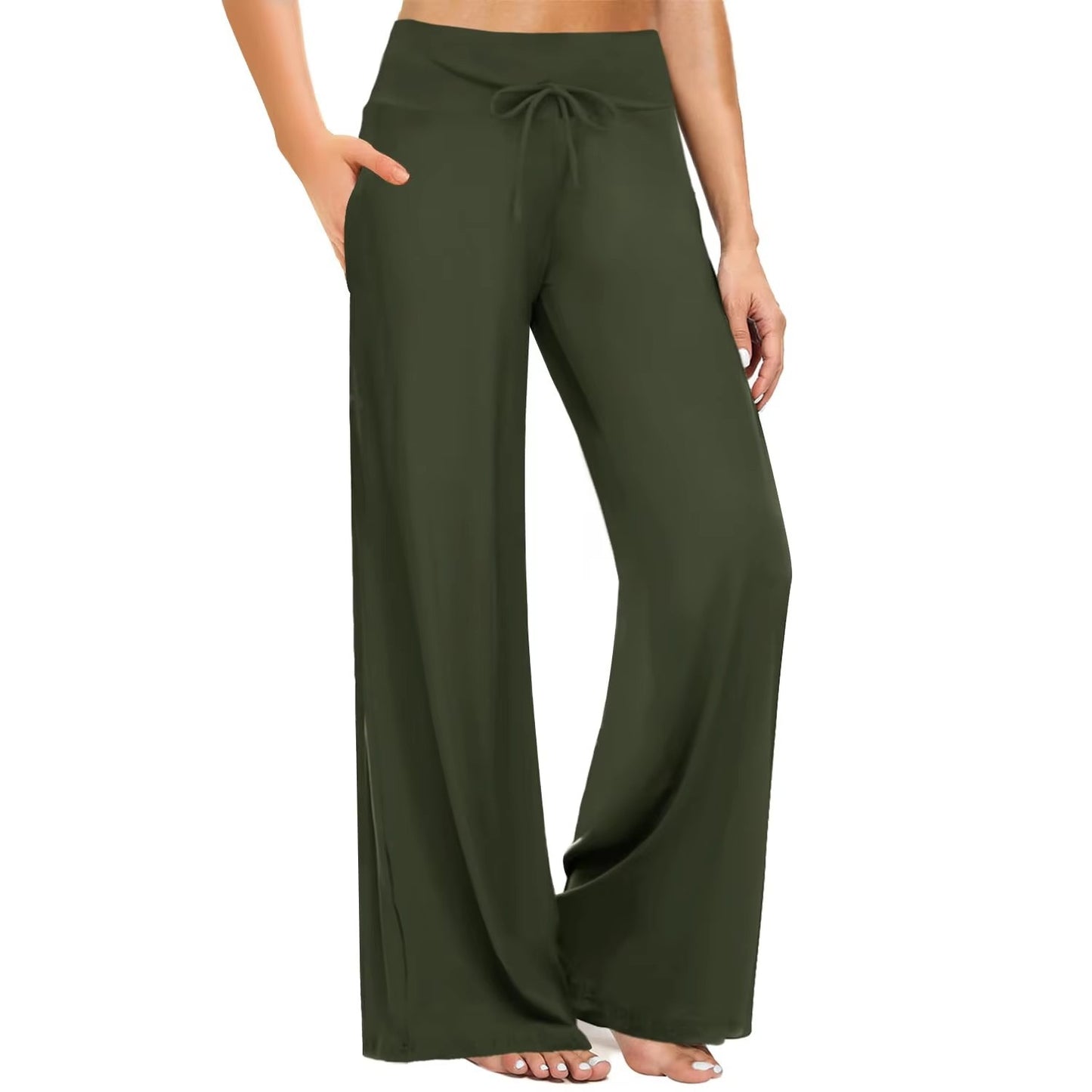 Women's Pajama Printed Wide-leg Pants High Waist