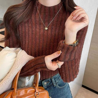 Mink Sweater Inner Thickened Bottoming Shirt For Women