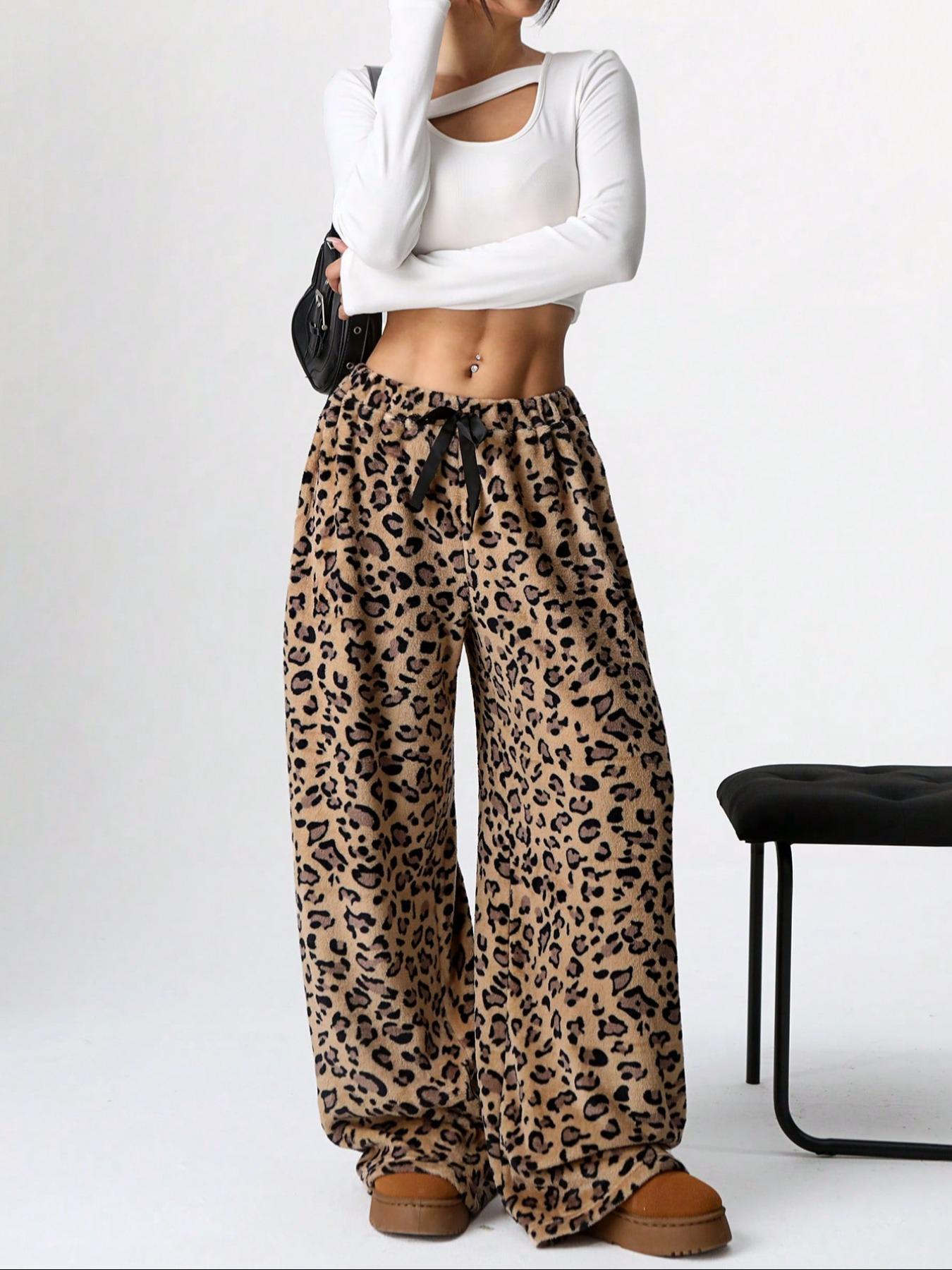 New Casual Pants Leopard Print Wide Leg Pants