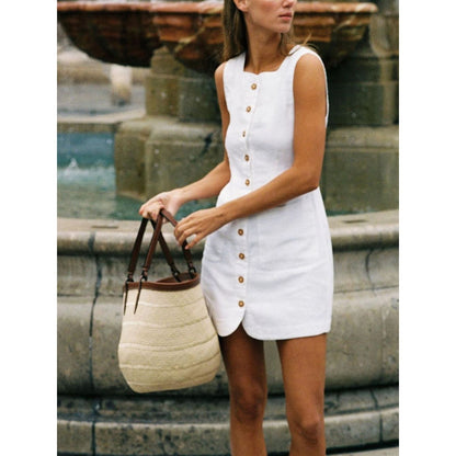 Women's Casual Spring And Summer Cotton And Linen Comfortable Dress