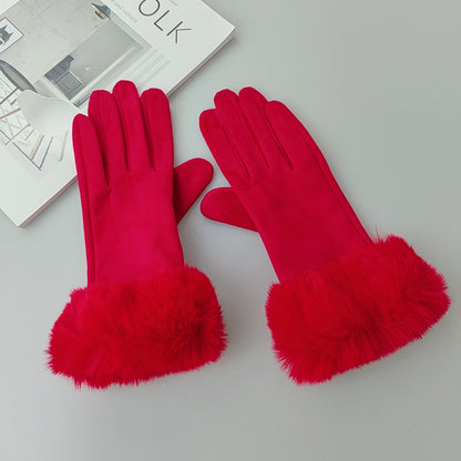 Thermo-Touchscreen-Handschuhe aus dickem Wildleder mit Fleecefutter