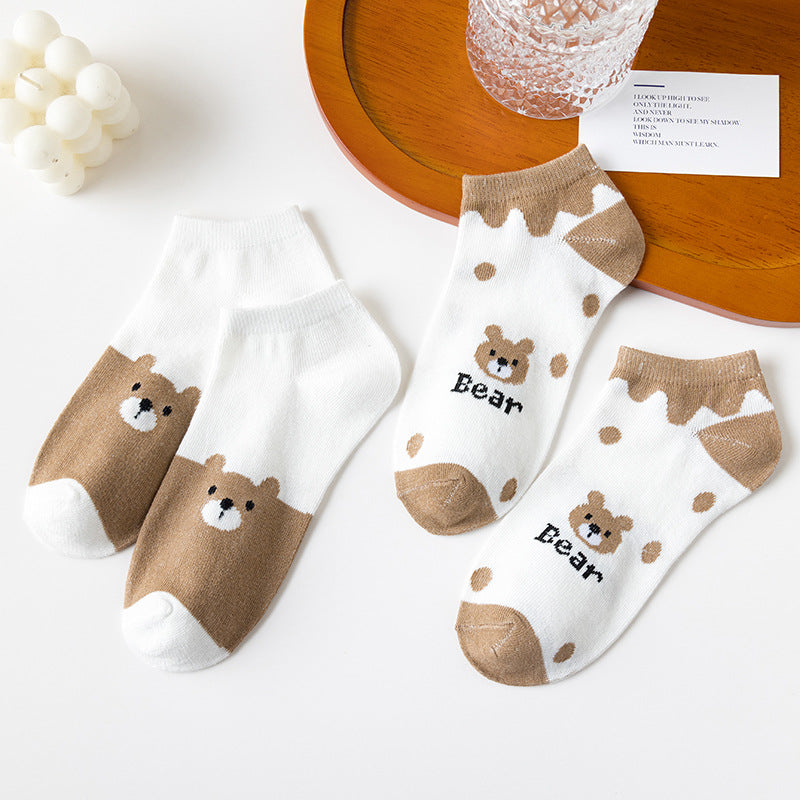 Low-cut Cartoon Cute Brown Bear Socks Japanese Women