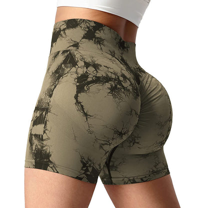 Seamless Tie-dye Yoga High Waist Tight High Elastic Shorts