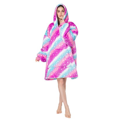 Printed Lazy Clothes Pullover Sweater Hooded Outdoor Wearable Blanket