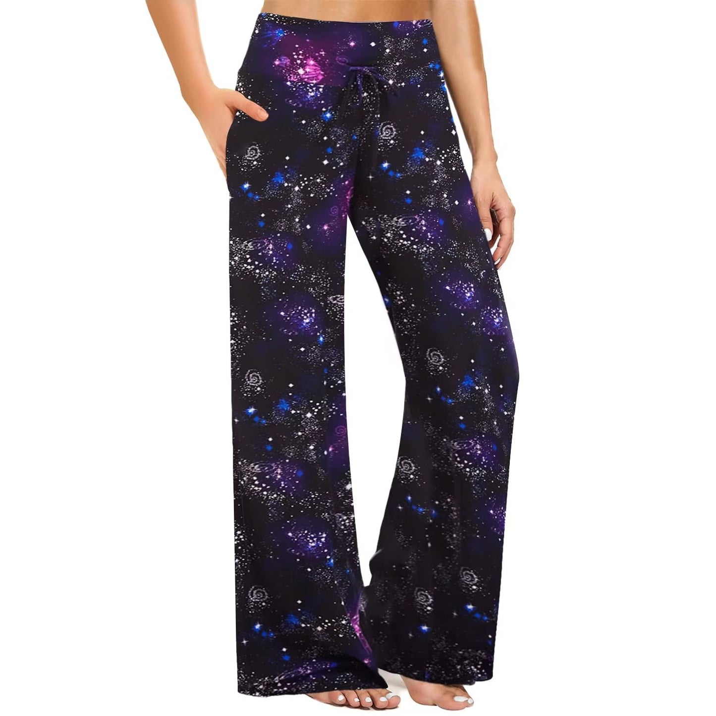 Women's Pajama Printed Wide-leg Pants High Waist