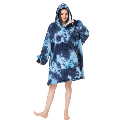 Printed Lazy Clothes Pullover Sweater Hooded Outdoor Wearable Blanket