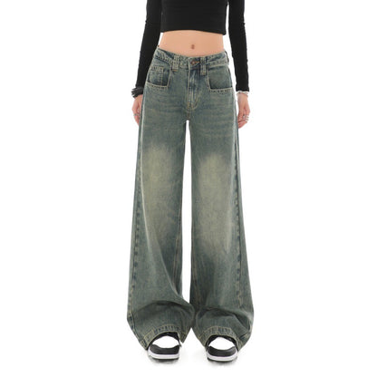 High Waist Design Loose Mop Pants