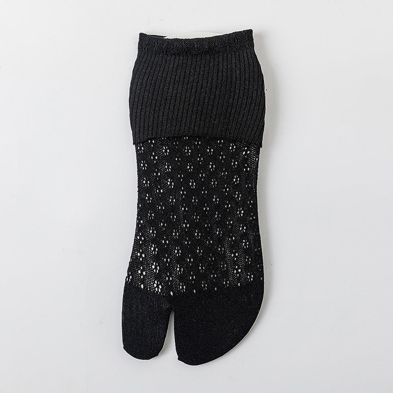 Ciorapi cu tub mediu pentru femei Mesh Hollow Out Two Fingers