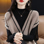 Single-breasted Color Matching Sleeveless Sweater Coat Loose Knitted Cardigan Waistcoat