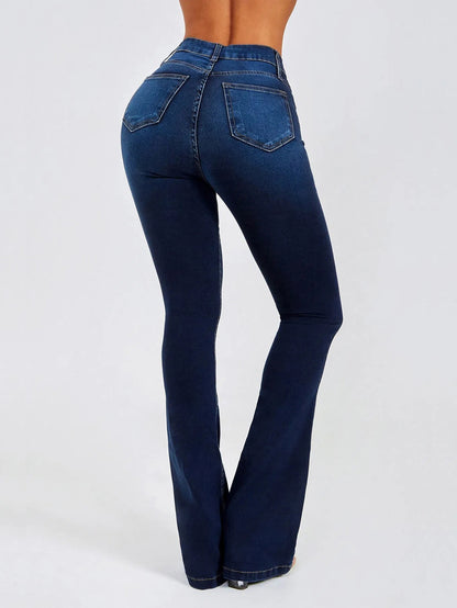 Schlanke, figurformende Stretch-Jeans für Damen mit hoher Taille