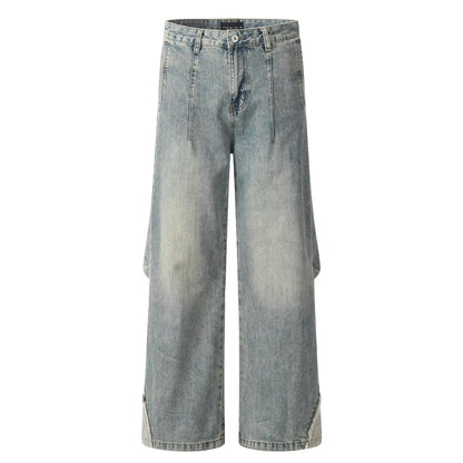 European And American Style Retro Washed Distressed Wide Leg Jeans