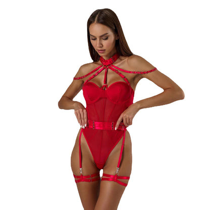 Jumpsuit Mesh Strap Stitching Heavy Craft Halsschlinge Beinring