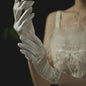 Bridal Gloves Pearl Lace Bow