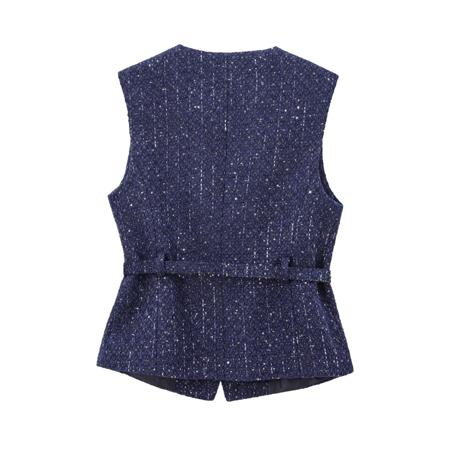 With Belt Beads Decoration All-matching Comfortable Texture Vest