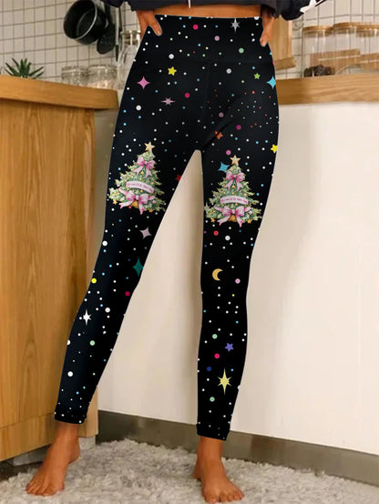 Christmas Printing Fashion Trend Women's Home Outdoor Tight Leggings