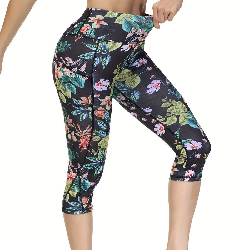 Cropped Pants Yoga Clothes Leggings Printed Fitness Pants