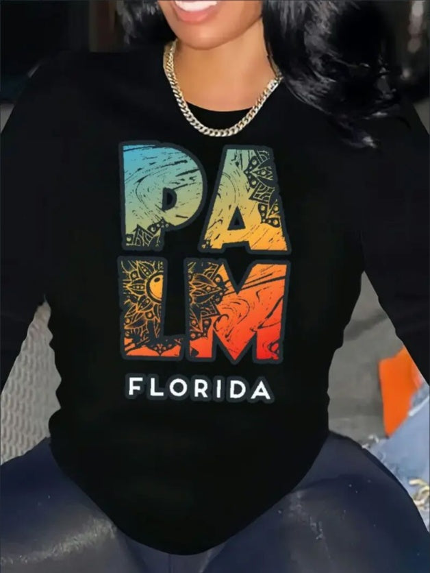 Women's Printed Long Sleeve Hoodless Sweatshirt