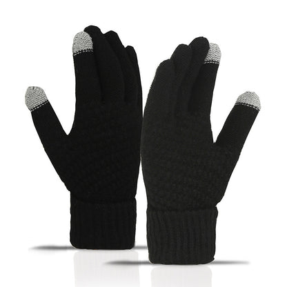 Fleece-lined Wind-proof And Cold Protection Cycling Knitted Warm Gloves