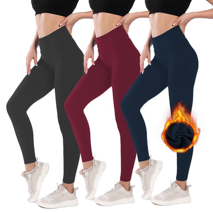 Damen-Leggings mit hoher Taille, die den Bauch zusammenzieht, warm, für Yoga und Sport