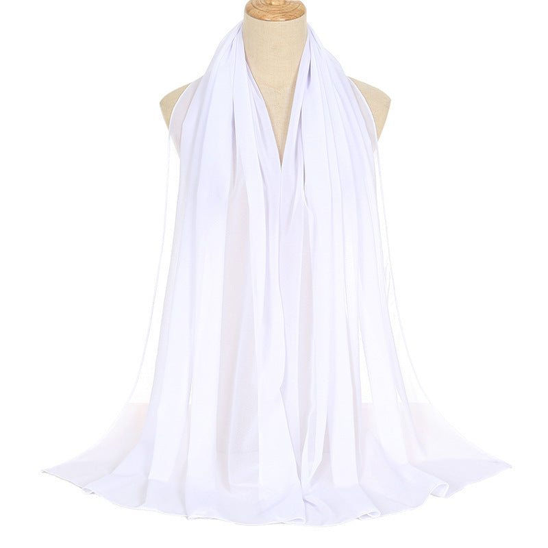 Pearl Chiffon Bubble Women's Solid Color Rectangular Scarf