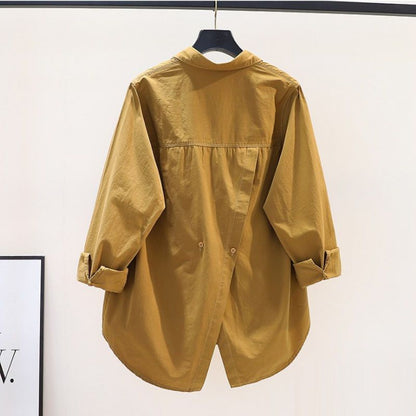 Women's Outer Solid Color Shirt Loose Mid-length