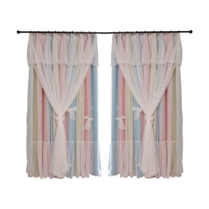 Nordic Simple Hollow Star Princess Wind Bedroom Blackout Curtains