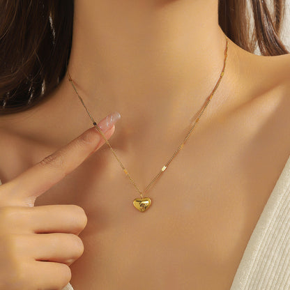 Simple Gold-plated Stainless Steel Lettering Heart Necklace