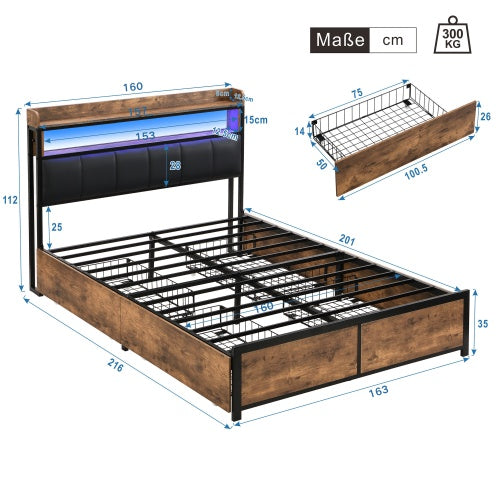 PU Wood With Slatted Frame And Headboard