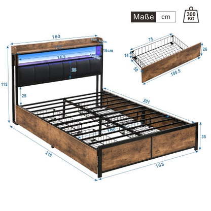 PU Wood With Slatted Frame And Headboard