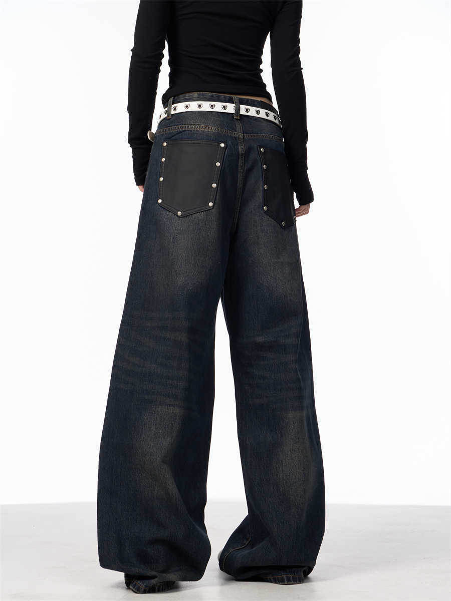 Women's American-style Retro Second-hand Black Color Jeans