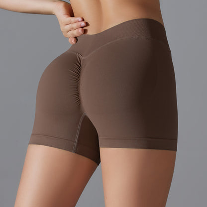 High Waist Knit Hip Raise Fitness Pants Tight Yoga Shorts