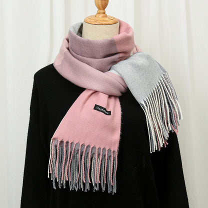 Autumn And Winter New Contrast Color Warm Cashmere-like Fashion Scarf